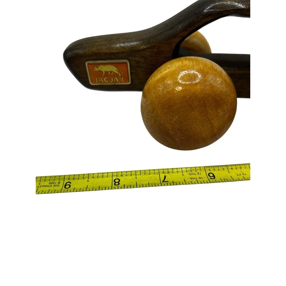 Vintage Jaguar‎ Two-Tone Wooden Back Massager Roller Car Vehicle Collectible